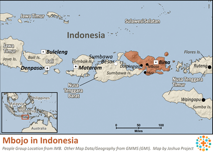 Map of Mbojo in Indonesia