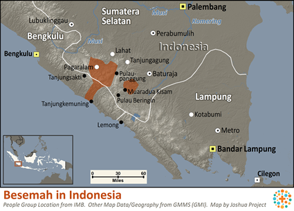 Map of Besemah in Indonesia