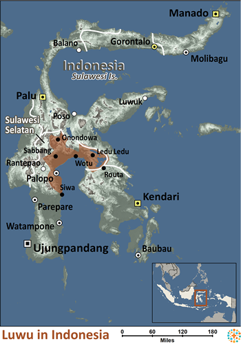Map of Luwu in Indonesia
