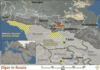 Map of Digor in Russia