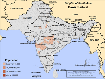 Map of Bania Saitwal in India