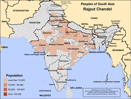 Map of Rajput Chandel in India