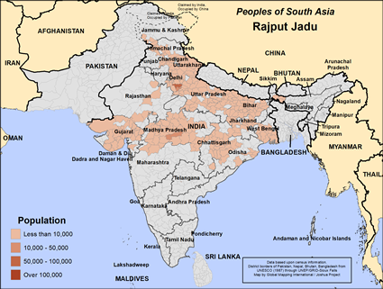 Map of Rajput Jadu in India