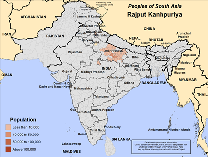 Map of Rajput Kanhpuriya in India