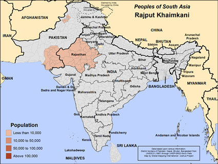Map of Rajput Khaimkani in India