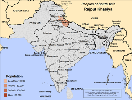 Map of Rajput Khasiya in India