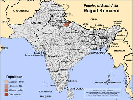 Map of Rajput Kumaoni in India