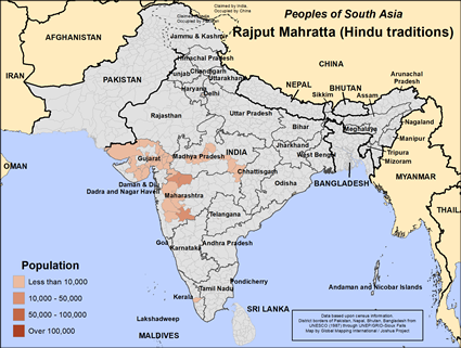 Map of Rajput Mahratta (Hindu traditions) in India