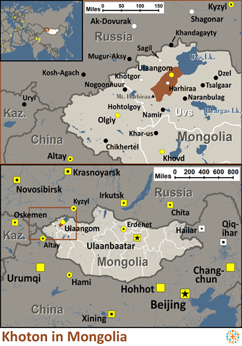 Map of Khoton in Mongolia