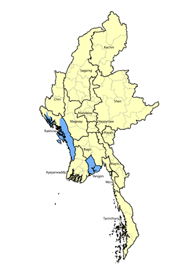 Map of Kanan in Myanmar (Burma)