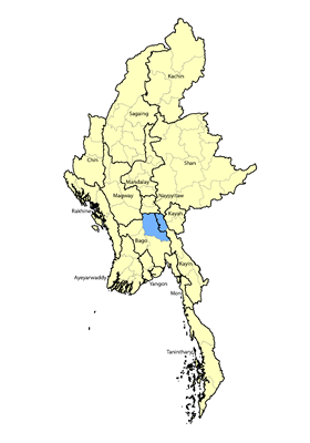Map of Karen, Mobwa in Myanmar (Burma)