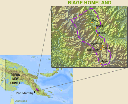 Map of Biage in Papua New Guinea