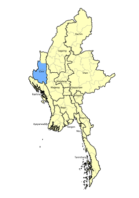 Map of Chin, Lautu in Myanmar (Burma)