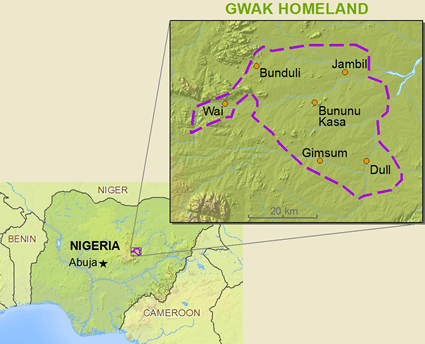 Map of Gwak in Nigeria