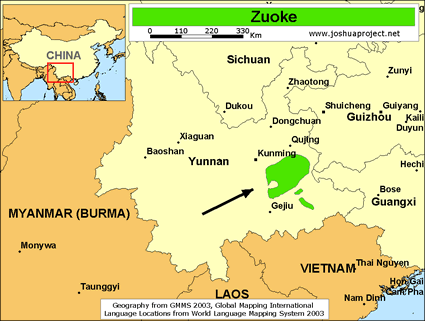 Map of Zokhuo in China