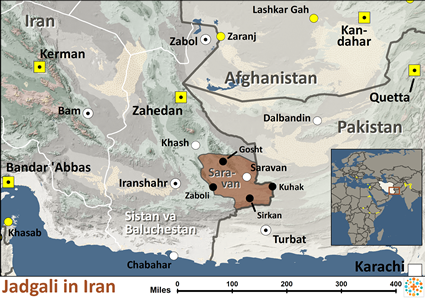 Map of Jadgali in Iran