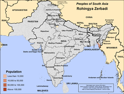 Map of Rohingya Zerbadi in Bangladesh