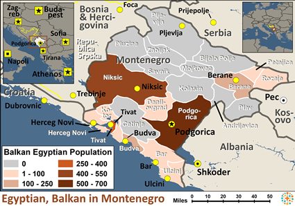 Map of Egyptian, Balkan in Montenegro