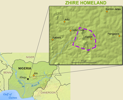 Map of Zhire in Nigeria