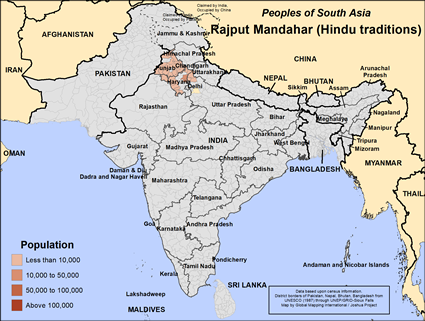 Map of Rajput Mandahar (Hindu traditions) in India