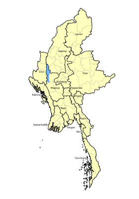 Map of Taungtha in Myanmar (Burma)