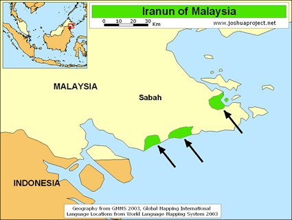 Map of Iranun, Sabah in Malaysia