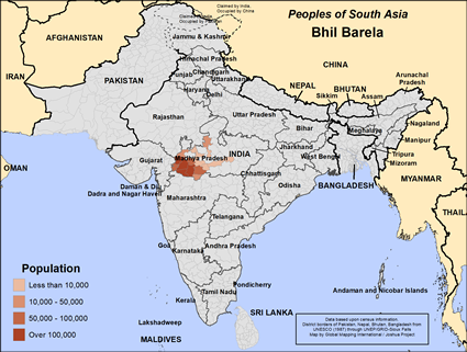 Map of Bhil Barela in India