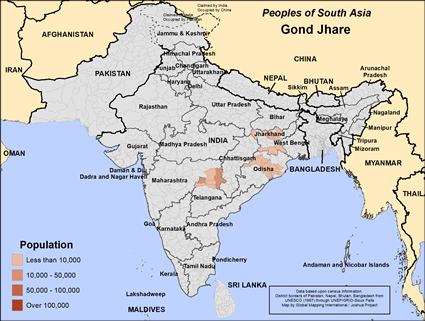 Map of Gond Jhare in India