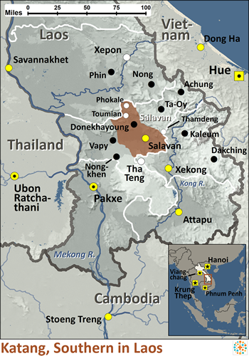 Map of Katang, Southern in Laos