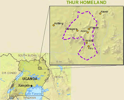 Map of Thur in Uganda