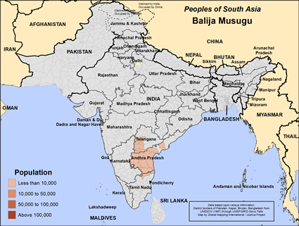 Map of Balija Musugu in India