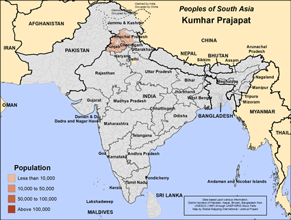 Map of Kumhar Prajapat in India