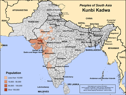 Map of Kunbi Kadwa in India