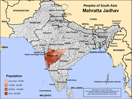 Map of Mahratta Jadhav in India
