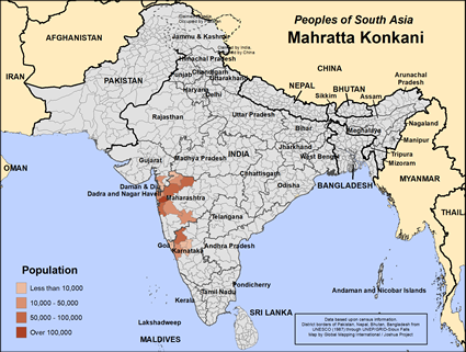 Map of Mahratta Konkani in India