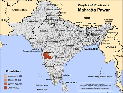 Map of Mahratta Pawar in India