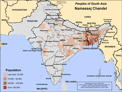 Map of Namassej Chandel in India