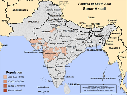 Map of Sonar Aksali in India