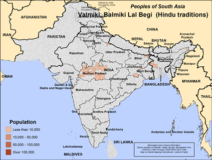 Map of Valmiki Lal Begi (Hindu traditions) in Bangladesh