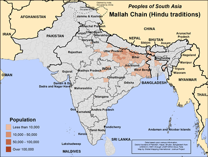 Map of Mallah Chain (Hindu traditions) in Bangladesh