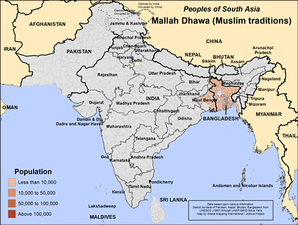 Map of Mallah Dhawa (Muslim traditions) in India