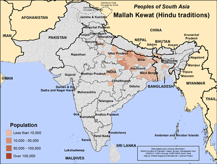 Map of Mallah Kewat (Hindu traditions) in Bangladesh