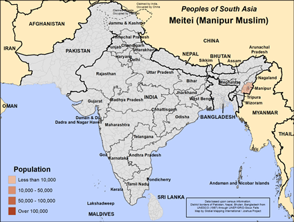 Map of Meitei (Manipur Muslim) in India