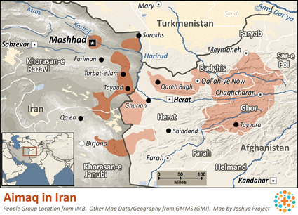 Map of Aimaq in Iran