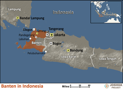 Map of Banten in Indonesia
