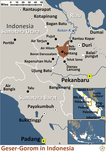 Map of Bonai in Indonesia