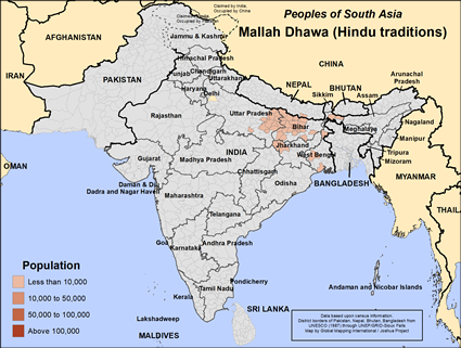 Map of Mallah Dhawa (Hindu traditions) in Nepal