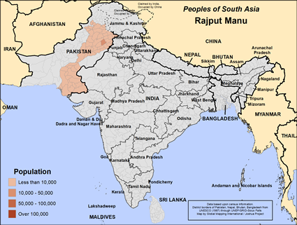 Map of Rajput Manu in Pakistan