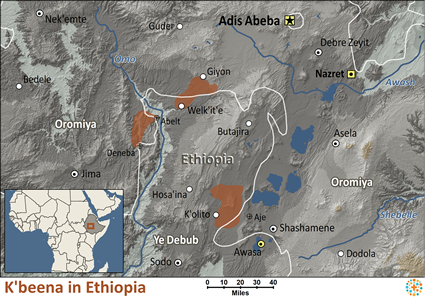 Map of K'abeena in Ethiopia