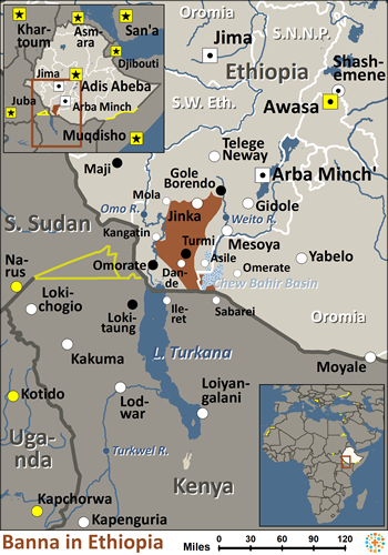 Map of Banna in Ethiopia